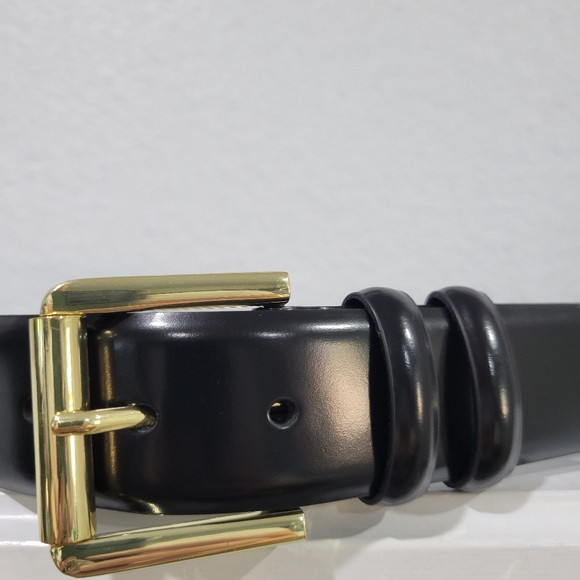 J Crew Wide Spazzolato Leather Belt Black Size Medium - Picture 5 of 8